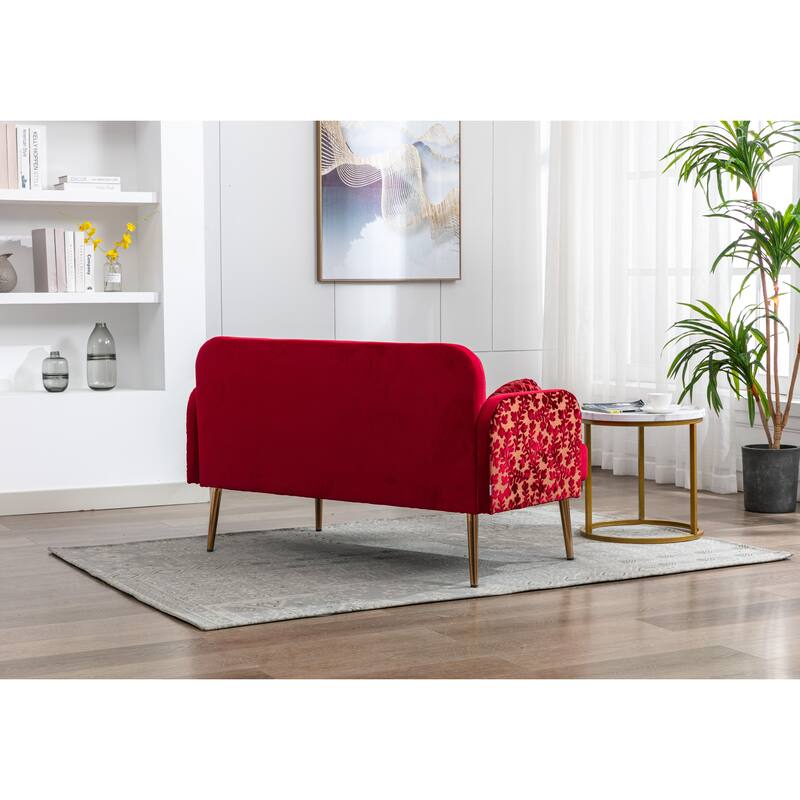 loveseat sofa 55" Polyester Sofa, Patterned style sofa, with Rose Gold